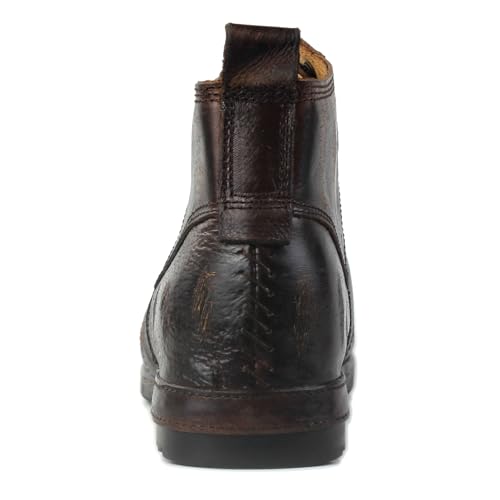 Image of Men's Grippy Black Iron Piece Toe-tipped Design Chukka Boots Lace-up Motorcycle Casual Leather Dress Ankle Boot for Men Fashion 6015-3-A-R