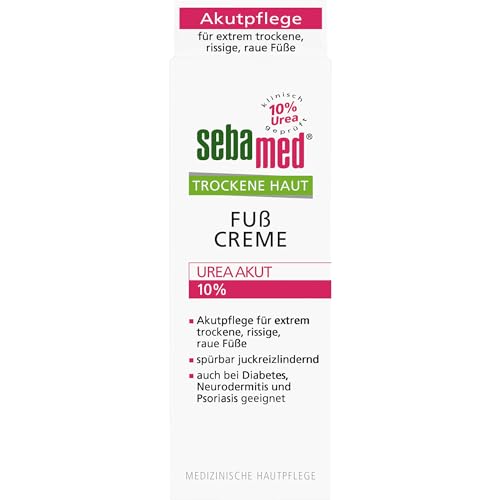 sebamed Trockene Haut Fusscreme Urea Akut 10% 100 ml, lindert spürbar Juckreiz, Spannungsgefühl und Rissigkeit und hilft, die natürliche Feuchtigkeitsbalance der Haut wieder herzustellen