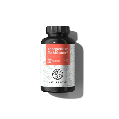 NATURE LOVE® Energiefluss für Männer - 90 Kapseln - Mit Tribulus Terrestris Extrakt, Maca Extrakt, L-Arginin, L-Citrullin, Zink, Folat, Vitamin C, Pflanzenstoffen - Hochdosiert, vegan und laborgeprüft