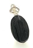 Natural Black Tourmaline, Herkimer Diamond 925 Solid Sterling Silver Pendant 45mm