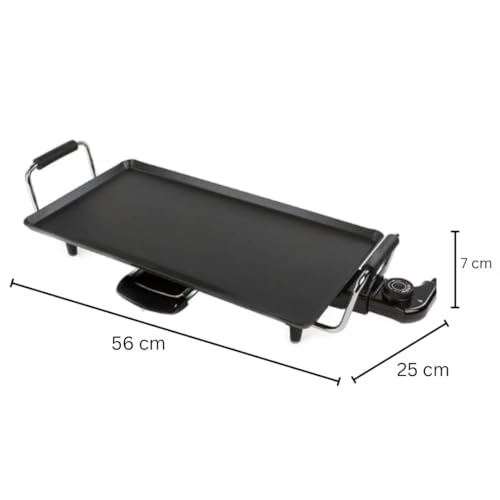 Trendi® Electric Teppanyaki Grill Griddle with 8 Wooden Spatulas - Adjustable Temperature Control - Electric BBQ Table Top Grill - Non Stick Hot Plate - Oil Drip Tray