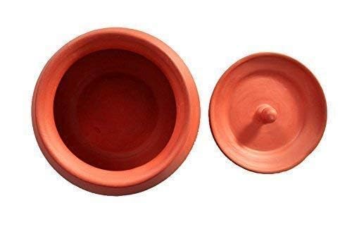 Image of Bhanvi 1000ml Earthen Cooking Clay Curd Pot Making Curd Chach Lassi Dahi Kadai Handi Mitti Ke Bartan Curd Bowl with Lid with Unglazed Clay Pot Serving Use in Oven
