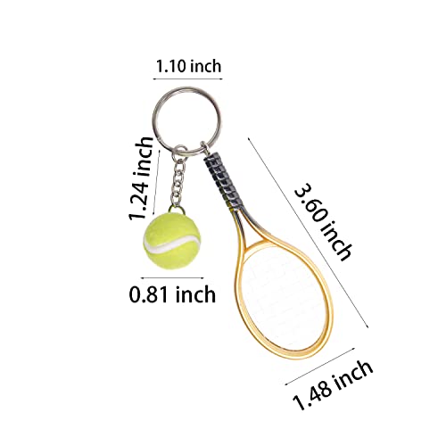 Hiawbon 24 Pieces Mini Tennis Racket Keychain with Tennis Ball Tennis Racket and Ball Keyrings Sports Key Ring Party Favors for Birthday Sports Theme Party Athletes Souvenir - Thumbnail 3