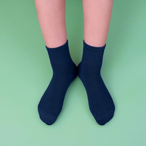 SERISIMPLE Kids Crew Viscose Bamboo Thin Socks School Uniform Basic Soft Anti Odor Boys Girls Breathable Stretch 5 Pairs4
