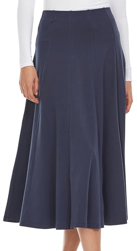 BGDK Cotton Midi Panel Skirt for Women 33 Inch Length