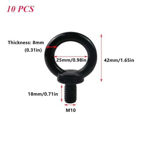 Image of Antrader M10 Lifting Eye Bolts,10Pcs Stainless Steel Machinery Shoulder Lifting Eye Bolt