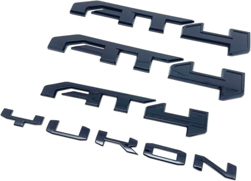 Image of 4Pcs Door Rear Tailgate AT4 Yukon Emblems Letters 3D Badge Replacement for 2021-2025 Yukon XL (Black)