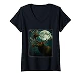 Photo Gallery donna elk uhling at the moon - funny elk hunting man woms kids maglietta con collo a v Photo Gallery donna elk uhling at the moon - funny elk hunting man woms kids maglietta con collo a v