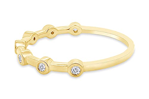 SAVEARTH DIAMONDS 7-Stone Design, 1/10 Carat Round Cut Lab Grown Diamond Bezel Set Half Eternity Wedding Band Ring In 10k Gold Jewelry For Women, (0.10 Cttw)3