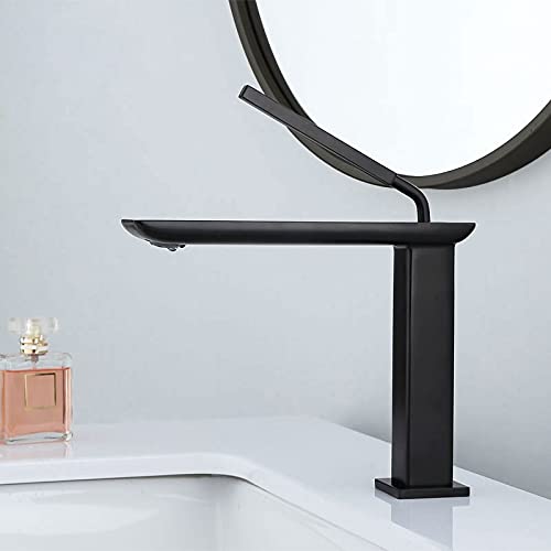 Mitigeur lavabo noir et laiton doré brossé chic pour vasque de salle de bain moderne