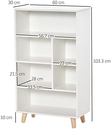 HOMCOM Bookcase Modern Bookshelf Display Cabinet Cube Storage Unit for Home Office Living Room Study White