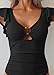 Eomenie Womens Ruffled One Piece Swimsuit Slimming Tummy Control Bathing Suit V-Neck Cutout Swimwear for Resort Wear