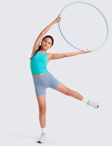 Image of CRZ YOGA Girls Butterluxe Double Lined Tank Top | Dance, Extremely Soft, Tight Fit, Waist Length, High Neck, Athletic, Sleeveless Shirts for Teen