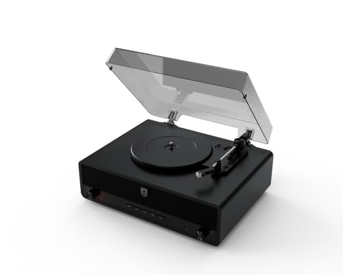 Philips Century Tourne-Disque Bluetooth TAV3000B/10 « The Stevie » | Tourne-Disque rétro à 3 Vitesses avec Haut-parleurs stéréo intégrés, Bass-Reflex, Auracast,...