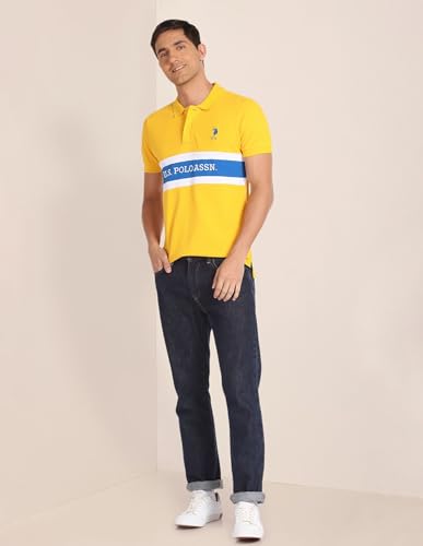 Image of U.S. Polo ASSN. Men's Horizontal Striped Slim Fit Cotton Polo Shirt