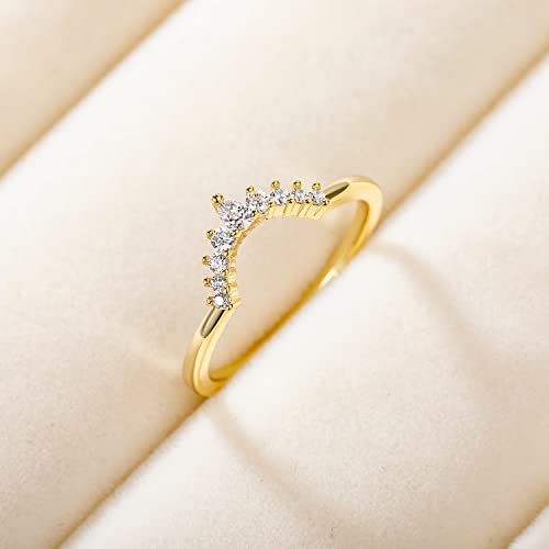 Mameloly CZ Wedding Bands for Women Pear & Round Shaped Cubic Zirconia Curved Stackable Engagement Rings for Her Size 4-123