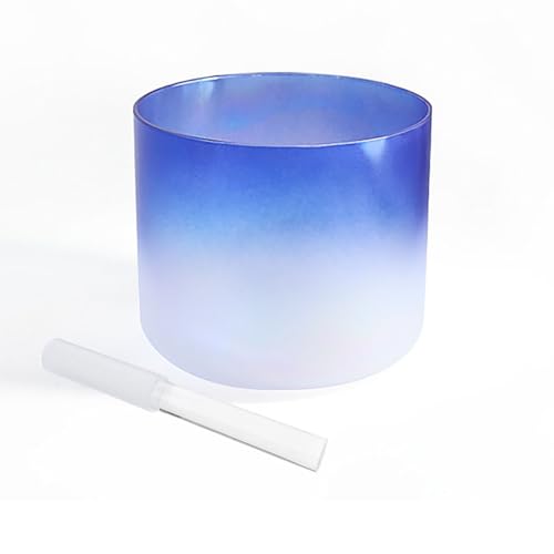 8 Inch Blue Alchemy Crystal Singing Bowl Gradient Plating, Chakra Bowl Sound Bowl, Gift For Yoga Meditation & Sound Healing, With Free Acrylic Striker & O-ring(E Note)