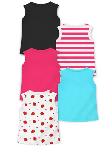 Image of Trampoline Girls Sleeveless T-Shirt Pack | Cotton Blend Summer Tees with Cute Prints | Soft & Breezy Tank Tops for Kids | Vibrant Colors for Everyday Play