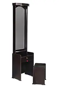 Dressing Table with Light & Stool in Dark Walnut color