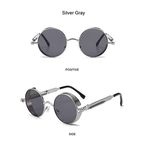 Preisvergleich Produktbild HONGYAN Klassische Steampunk Sonnenbrille Frauen Runde Metallrahmen Sonnenbrille Weiblich Männlich Uv400