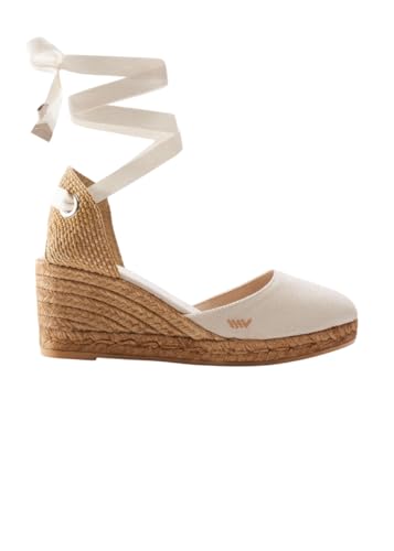 Viscata Sagaro Espadrille Canvas Wedges with Ankle Laces Spain Handmade 2 ½” Heel Women's Sandals with Breathable Organic Cotton Canvas and 100% Natural Jute for all Occasions: Casual, Work, Party