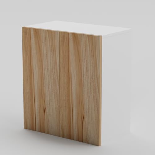 Image of 2 Door Multipurpose Wall Mounted Cabinet with Adjustable & Fixed Shelf | Storage for Modular Kitchen, Bathroom, Office & Living Room | DIY | Color-White & Asian Light | Size-60x33x63.8 Cm