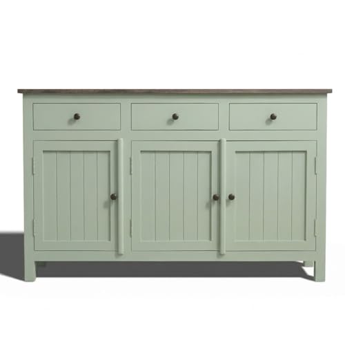 Image of Solid Wood Madrid 3 Drawer Sideboard | Sideboard Cabinet for Living Room | Finish- Premium Acrylic Sage Green and Tubaq