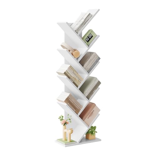 EUGAD Libreria ad Albero Moderna Scaffale Salvaspazio a 9 Ripiani in Legno Porta Libri per Soggiorno Camera Studio...