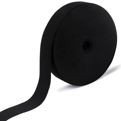 RIUNBB Black Elastic Bands for Sewing - Waistband Elastic 1 inch x 15 Yards - Durable Comfortable Stretch for Pajamas Crafts Waistbands & Masks