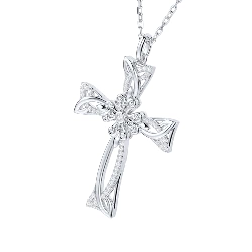 THELANDA Genuine Moissanite Sterling Silver Celtic Cross Trinity Knot Pendant Necklace, Adjustable 18-20 Inch Chain with Lobster Clasp, Unisex Jewelry Gift for Women and Men2
