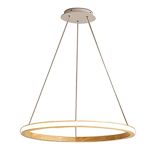 Redonda Madera Led Techo Lámparas De Araña,para La Cocina Isla Iluminación Colgante Moderno Madera Sólida Anillo De Lámpara Colgante Montaje Empotrado Colgante De Luz-oscurecimiento Continuo 63cm-40w Cover