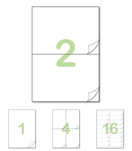 Gluetack –Etiquetas Adhesivas 210 x 148'5mm - A4 | 25 Folios Adhesivos-2 Etiqueta/Hoja–50 Etiquetas | Papel de Pegatina...