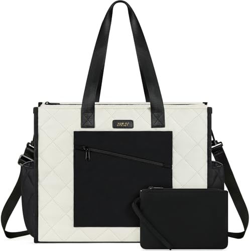 IBFUN Utility Tote Bag with 14/24 Pockets Zip Top Teacher Tote Bag for Teacher/Work Women