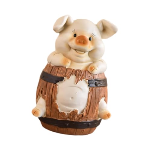 FQRDKT Hucha de Cerdito Adorable, Juguete, Regalo, Bote de Ahorro, Adorno de Escritorio, Lindo, Animal, Caja de Dinero, Ahorros, Regalo, Alcancía de Barril de Madera, Individual