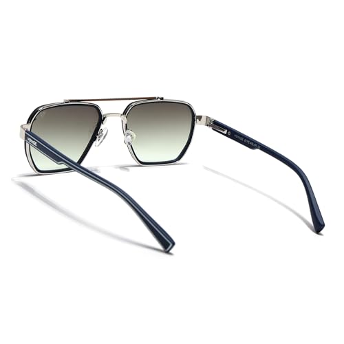 Image of Voyage Square UV Protected Sunglasses for Men & Women (Grey & Clear Lens | Grey & Black Frame - MG7581)