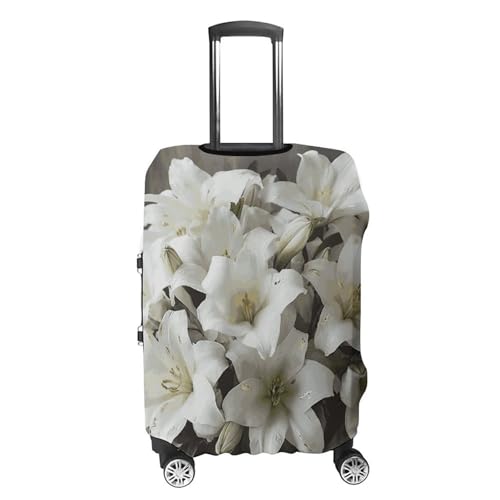 White Lily Bouquet Printed Luggage Cover Protector, Fits 18-32 Inch Luggage4