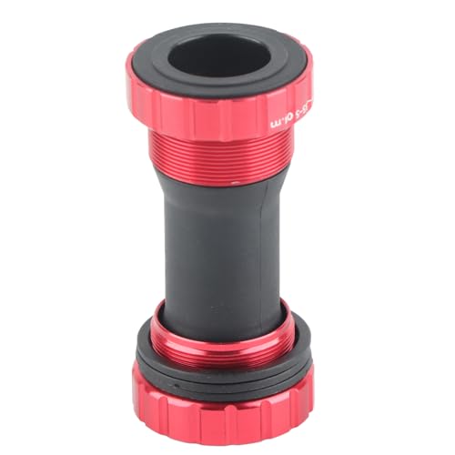 equlup 1.37x24T Bike BC Bottom Bracket, Mountain Bikes BB Bottom Brackets 68‑73mm Aluminum Alloy Hollow Bottom Bracket Kit for Threaded Bottom Bracket (Red)