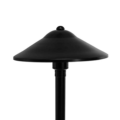 VOLT Max Spread 12V Black Brass Path Light (25" Tall, 9" Shade) with 3W 2700K Warm White G4 LED Bulb for Low Voltage Landscape Lighting on Outdoor Pathway, Walkway, Garden, Driveway or Patio