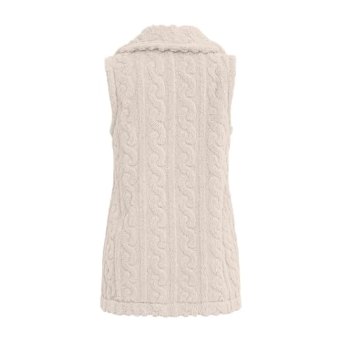 Womens Long Vest Jackets Fleece Fuzzy Sleeveless Button Down with Pockets - image 7