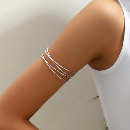 Arm Cuff for Women Layered Armlet Open Adjustable Arm Cuff Gold Silver Upper Arm Cuff Bracelet Minimalist Armband Trendy Jewelry2