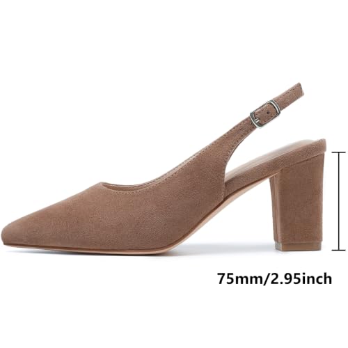Image of RIBONGZ Sexy Slingback Pumps Elegant Dressy Heels for Women Closed Toe Pointy High Heels Wedding Bride Prom Party Evening Shoes