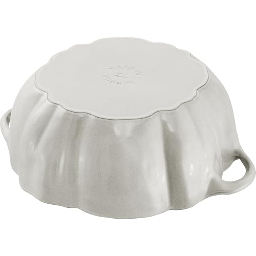 Image of STAUB Cast Iron 3.5-qt Pumpkin Cocotte with Stainless Steel Knob - White Truffle
