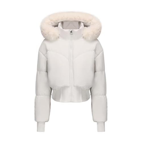 Zeiayuas Winterjacke Damen Winter Warm Daunenjacke Bequeme Weich Wintermantel mit ReißVerschluss Einfarbig Lässig ÜBergangsjacke Klassische Vintage Pufferjacke Langarm Kurz DaunenmäNtel Outdoorjacke