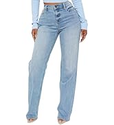 BessCops Straight Leg Jeans for Women High Waisted Wide Leg Stretchy Loose Boyfriend Denim Pants