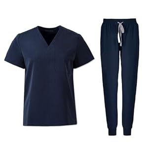 Scrubs for Women Set Nurse Uniform Scrubs 4 Way Stretch V-Neck Scrub Top & Jogger Pant with 6 Pockets Scrub Set
