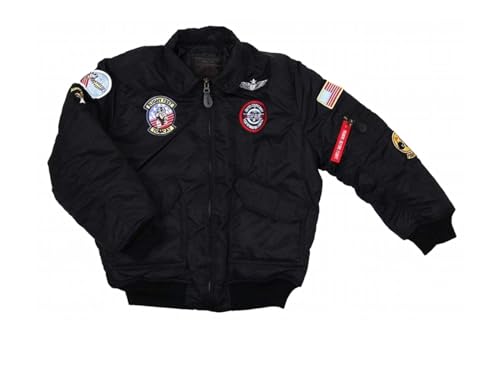 Fostex garments Blouson Aviateur Bombers B-52 TOP GUN Noir Enfant avec Porte Clé (14 ans)