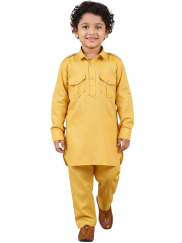 Image of AJ DEZINES Kids Cotton Full Sleeve Solid Black Pathani Suit Set for Boys - Ethnic Wear | Traditional | Festival Wear for boys - Regular Fit