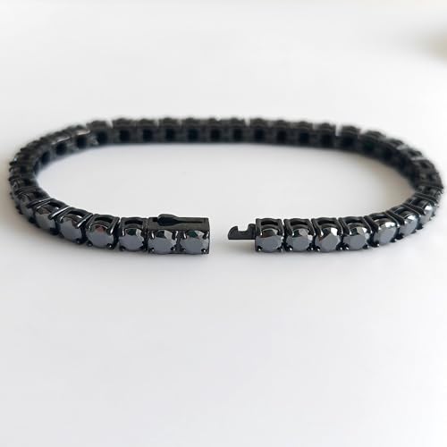 4-5mm Round Cut Black Moissanite Tennis Bracelet for Women Mens moissanite bracelet, Black 316 Stainless Steel Cuban Chain Gifts birthday anniversary3