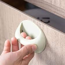 Krupasadhya Self Adhesive Peel and Stick Plastic Handles Pull knob for Sliding Door, Drawer, Window, Commode and Cupboard Cabinet, Pack of 4, Finish Type - Brushed 3