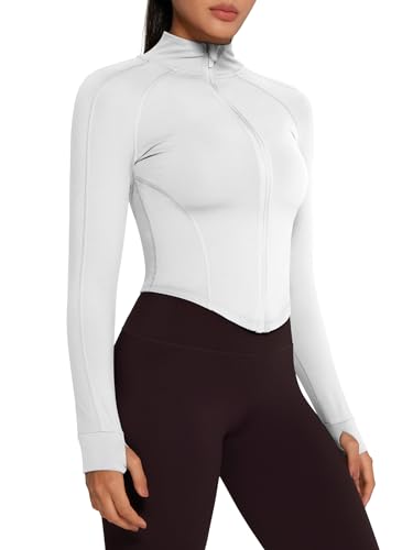 Image of GYM RAINBOW Womens Snatched Workout Jackets Lightweight Zip Up Slim Fit Gym Track Athletic Jackets with Thumb Holes
